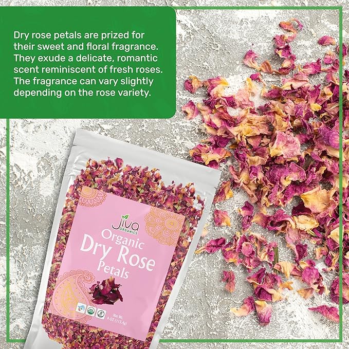 Jiva Organics Pétalos de Rosa Roja Secos 4 oz - Orgánico miniatura 4