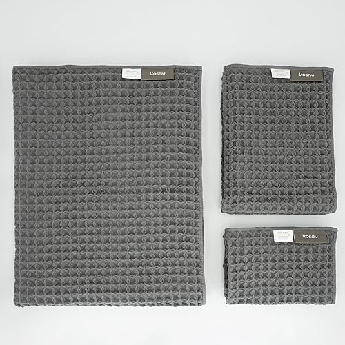 Juego de toallas de baño Toalla de baño 100% de lujo de algodón japonés de seda gofre, felpa, absorbente y de secado rápido, bolsa de