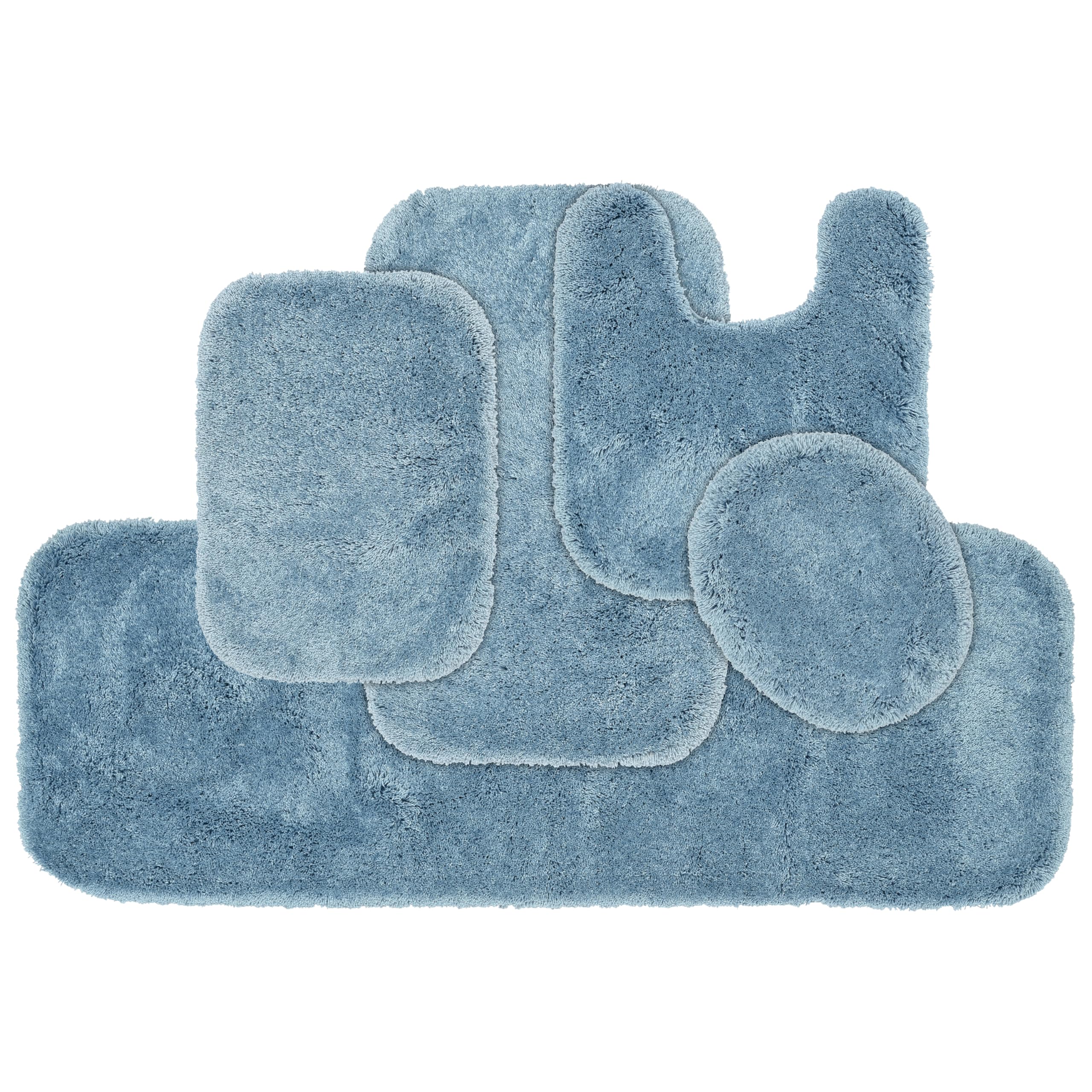 Garland Rug Finest Luxury Basin Blue 5-Piece Rug Set Ultra Plush Washable Bath Rug Set - Soft, Absorbent, and Stylish for Your Bathroom