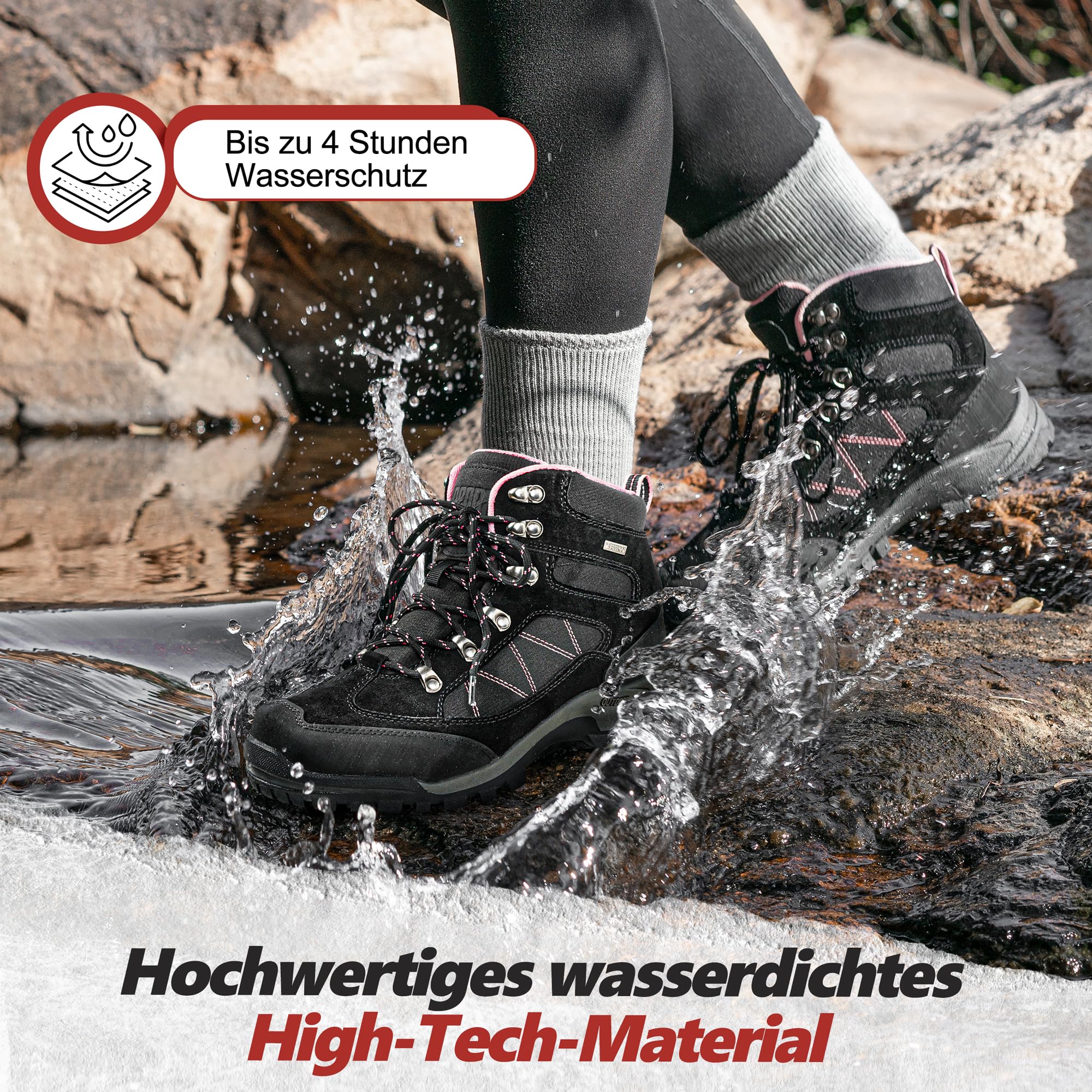 R CORD Zapatos de Senderismo para Mujer, Impermeables, para Exteriores, Trekking, Senderismo