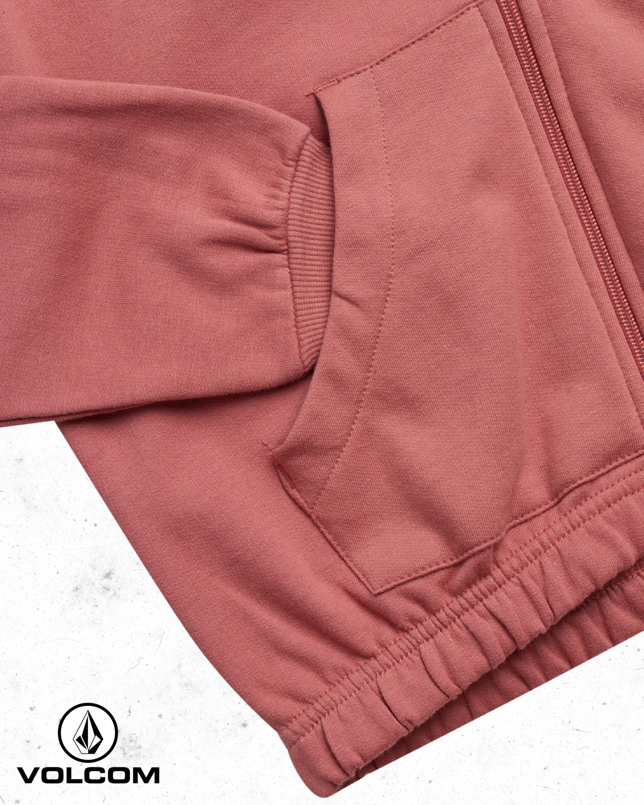 Volcom Kapuzenpullover mit Reißverschluss für Mädchen – gemütliches Fleece-Reißverschluss-Kapuzen-Sweatshirt für Mädchen mit Kängurutaschen und gerippten Bündchen