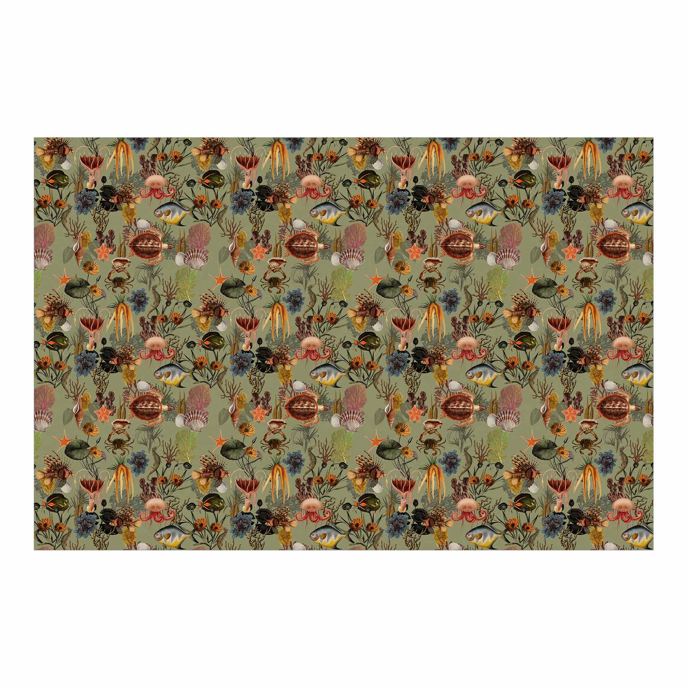 Papier peint panoramique illustration haut de gamme vert 5110