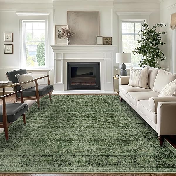 Fresh Green Rug Ideas for Living Room Style 36 Faded Floral Vintage Green Rug