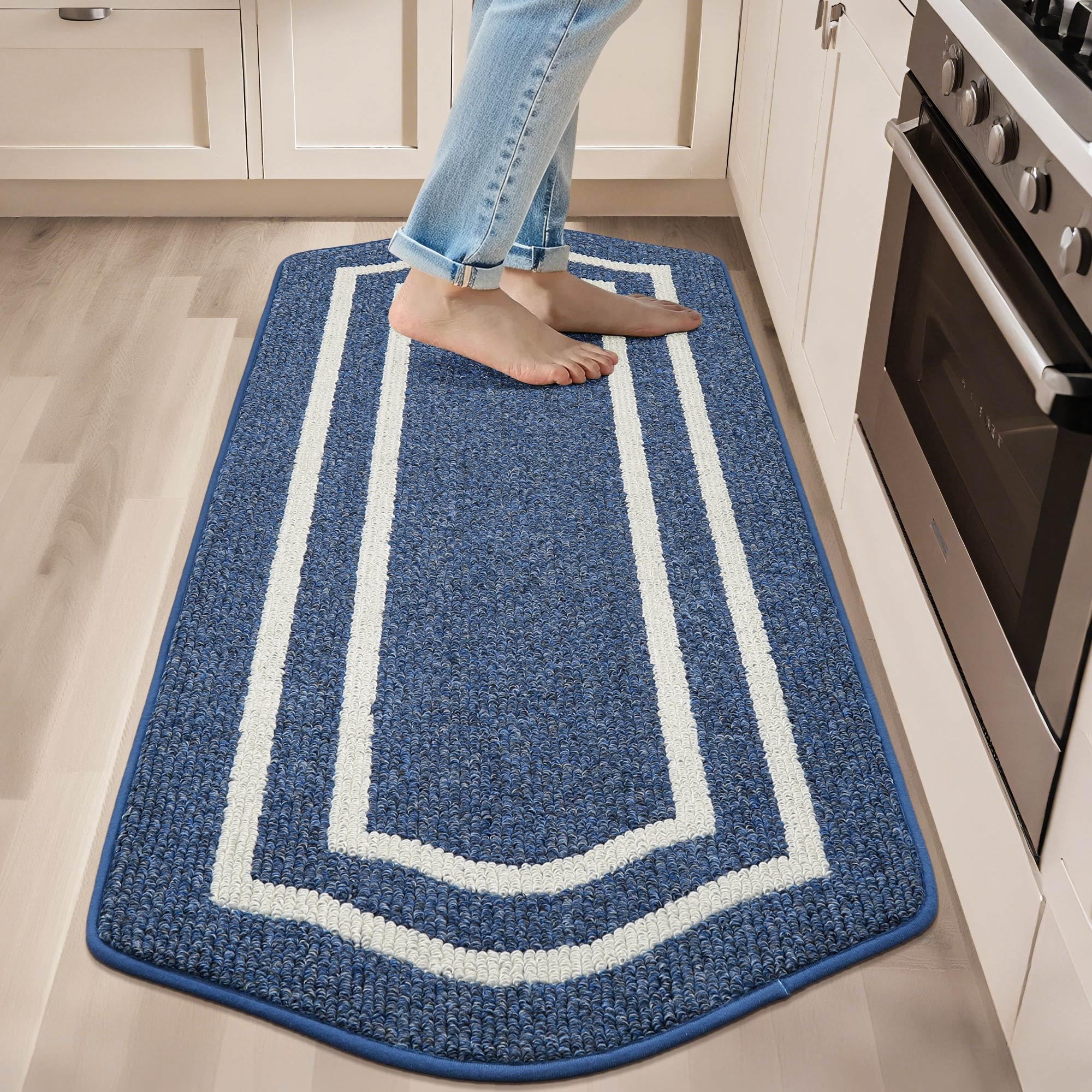Photo 1 of COSY HOMEER Long Kitchen Floor Mats for in Front of Sink Super Absorbent Kitchen Rugs and Mats 24"x59" Non-Skid Kitchen Mat Standing Mat Washable,Polypropylene,Blue,Frame