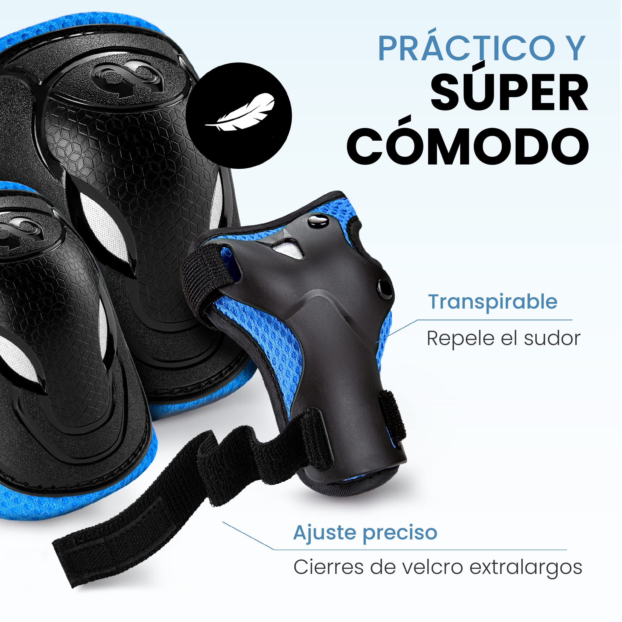 99FLIPS Protecciones Patines Niña e Niño Set [6 Piezas] para Patines en Línea y Monopatín - Coderas, Muñequeras y Rodilleras, Protectores para Niña Skate - 5