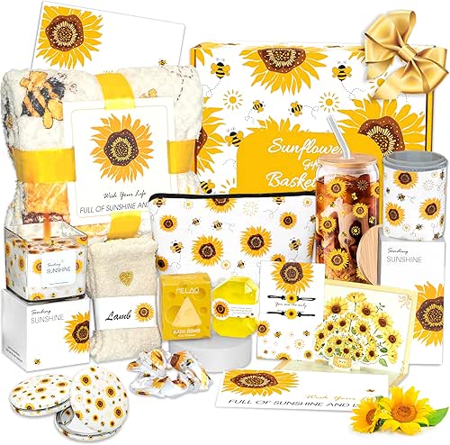 Sunflower Gift Baskets for Women,Sending Sunshine Unique Birthday Cheer Up