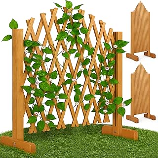 GARDEBRUK® 2X Expanding Wooden Garden Trellis Fence | Panel Expandable up to 200cm Wide | Freestanding Room Divider Adjustable Privacy Screen | Plant Support for Climbing Plants | 200x107cm