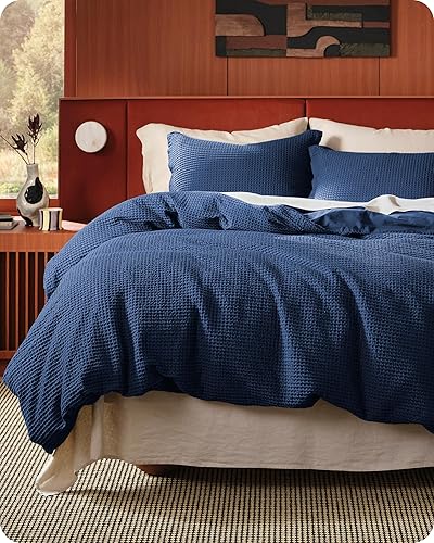 Miniatura 14 de Bedsure - Funda de edredón de algodón tamaño king - 100% algodón con tejido en rombos, color lino. Funda de edredón suave y transpirable GentleSoft™