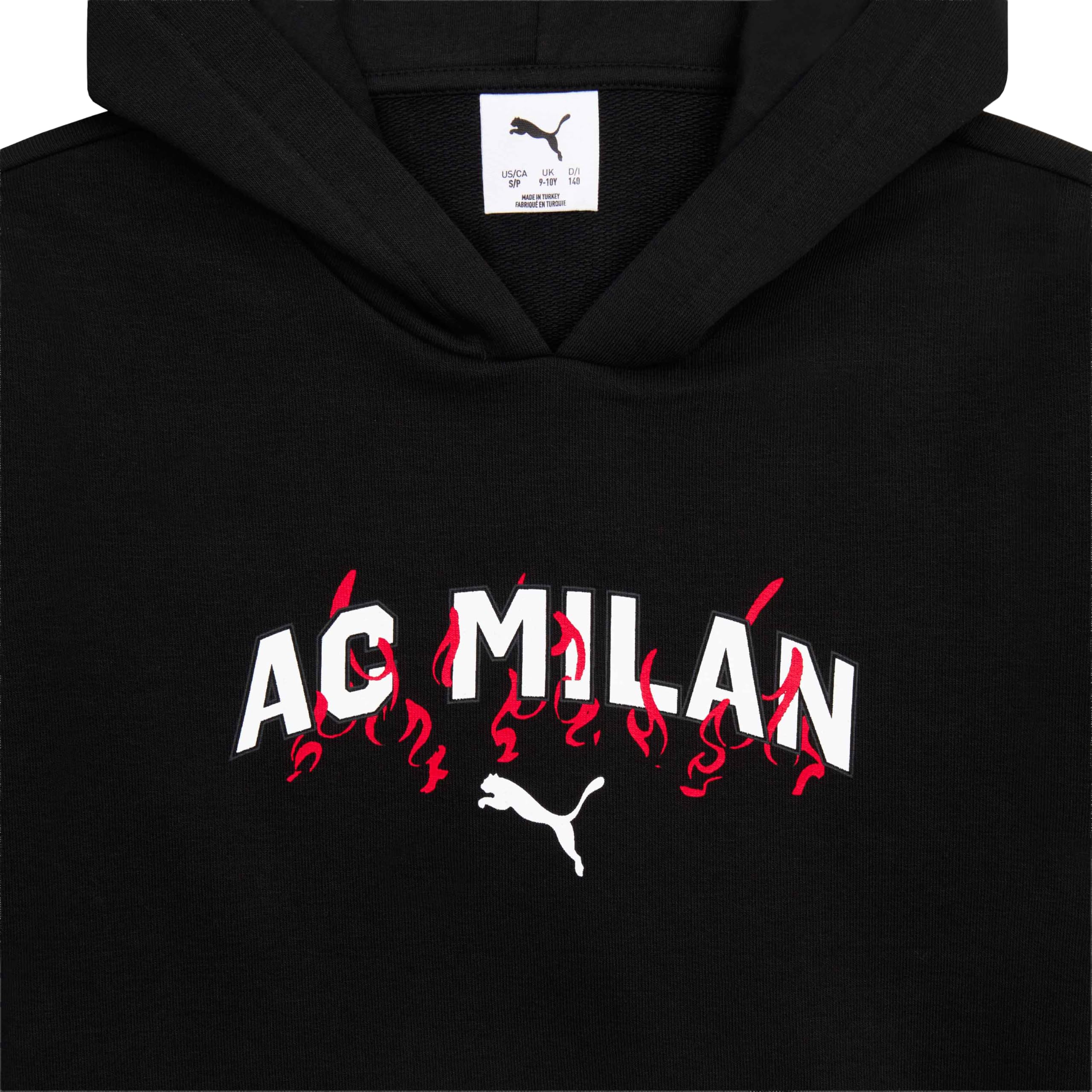 AC Milan - Felpa con Cappuccio Culture Milan, Colore Nero, Ragazzo 12 Anni, Prodotto Ufficiale