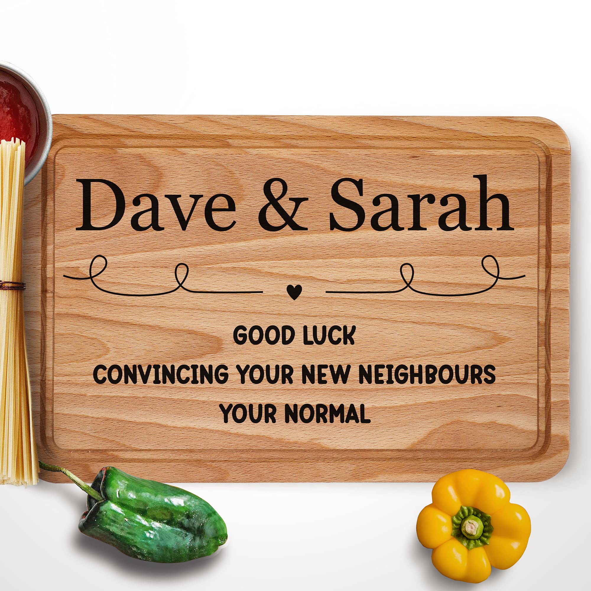 Personalised Good Luck Funny Housewarming Gifts, New Home Gifts, Kitchen Chopping Board, Couple Accessories House Warming Gift for Him Her