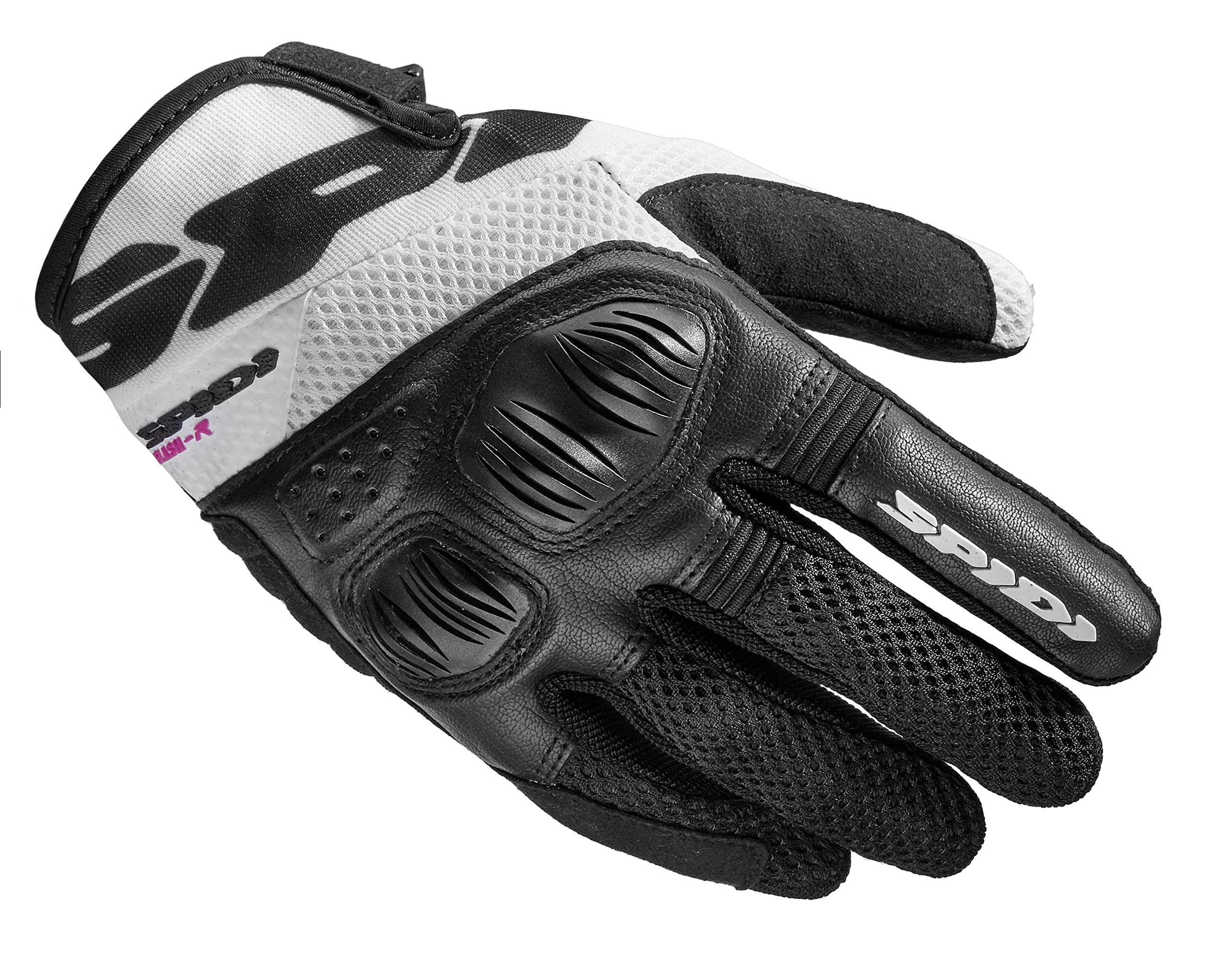 SPIDI, Flash-​R Evo Lady, Guanti Moto per Donna, Protettivi e Resistenti, Guanti Moto Estivi Impermeabili e Antiscivolo, con Touchscreen Capacitivo, Peso Medio 0, 1 kg, Colore Nero e Bianco, Taglia M