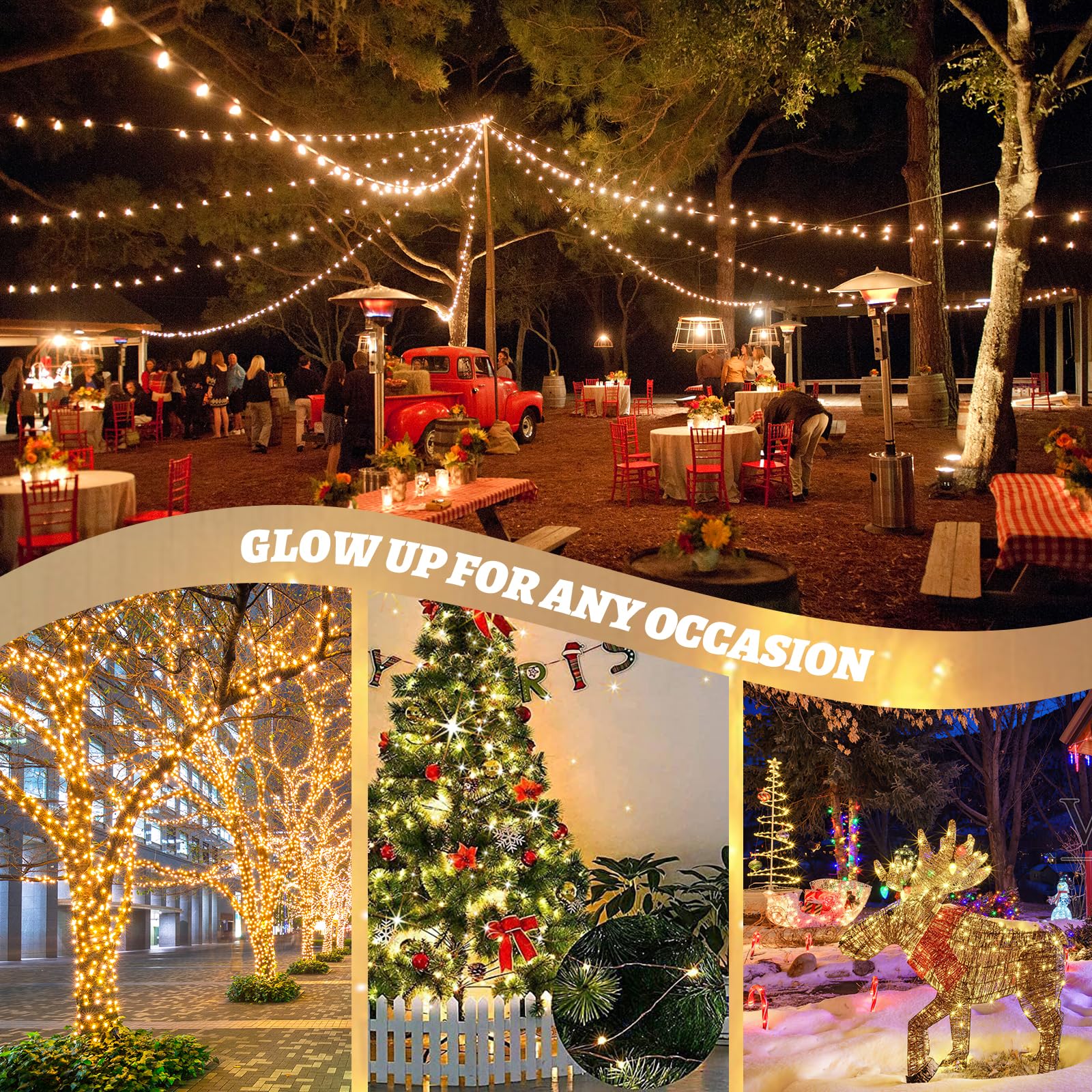 Guirlande Lumineuse, 2 * 10M 100LED Guirlande Intérieur en Cuivre Décoration, Imperméable Lumière Etoilée pour Intérieure Chambre Maison Jardin Noël - Blanc Chaud