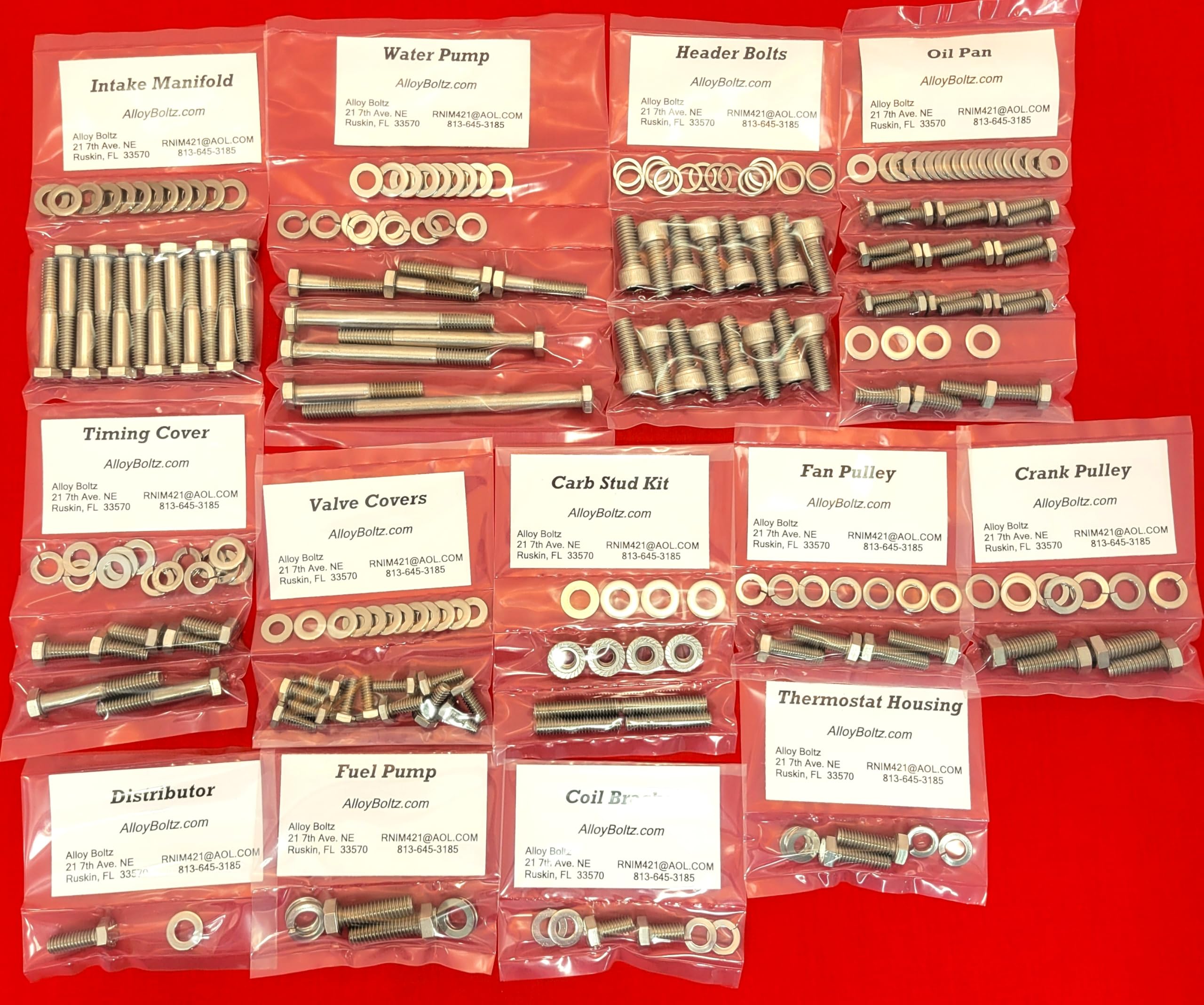 COMPATIBLE WITH FORD SBF 260 289 302 STAINLESS STEEL ENGINE HEX BOLT KIT FOR DRIVERS SIDE PUMP INLET TYPE ONLY