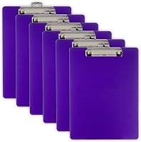 Officemate Recycled Plastic Letter Size Clipboards, Purple 6-Pack - Strong Low-Profile Clip, Eco-Friendly for Office & Travel