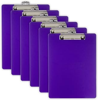 Officemate Recycled Plastic Letter Size Clipboards, Purple 6-Pack - Strong Low-Profile Clip, Eco-Friendly for Office & Travel