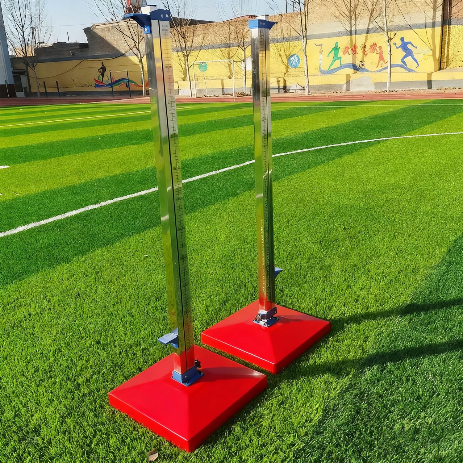 Przenośne aluminiowe stojaki treningowe skoku wzwyż o wysokości od 1 do 7,5 stopy,przenośny standard skoku wzwyż w zawodach lekkoatletycznych,miarka skoku wzwyż początkujących lekkoatletów Red