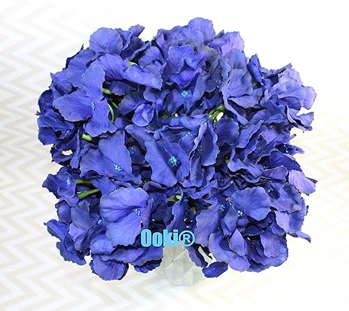Miniatura 2 de Ooki Ramo de flores artificiales de hortensias de 7 ramas, tallo de arbusto, exhibición floral de jardín, festones decorativos (violeta)