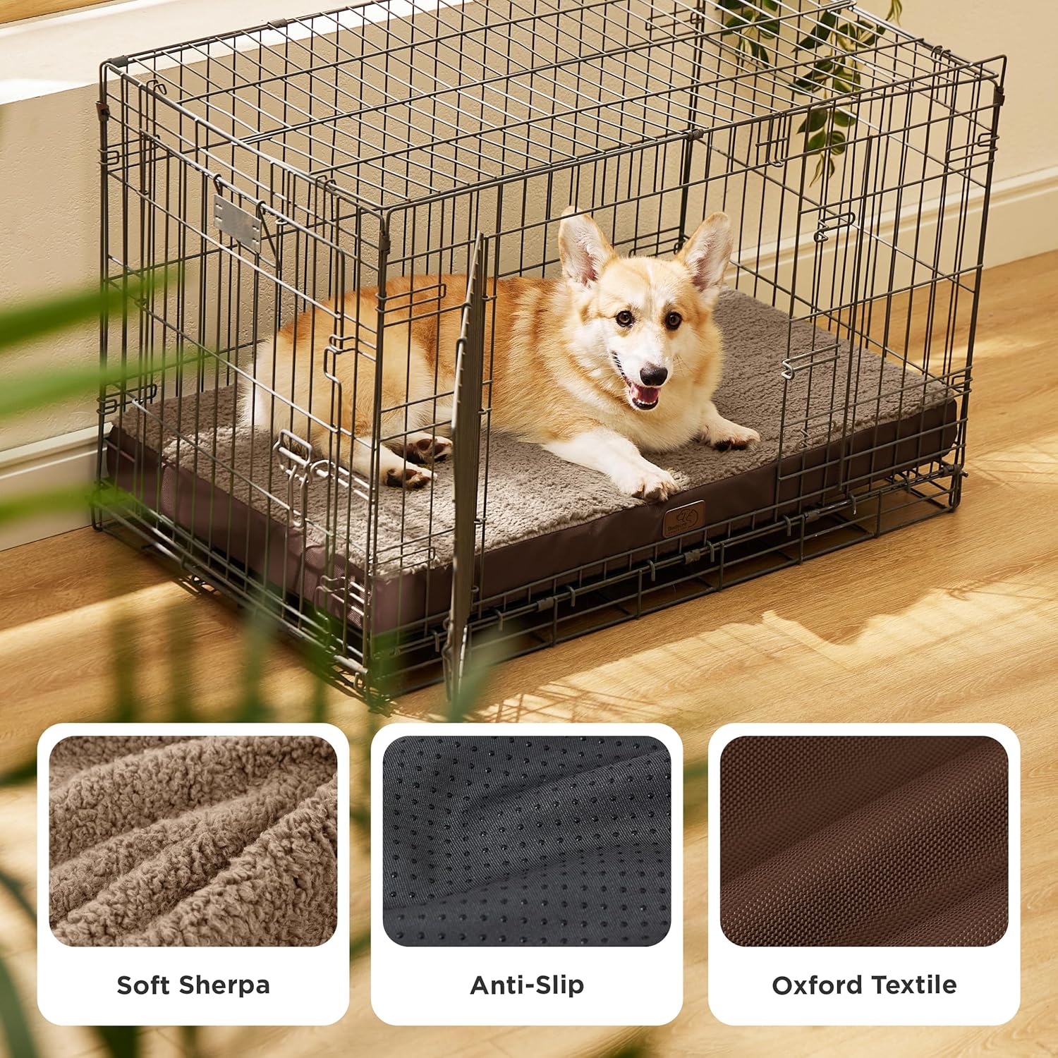 Bedsure Large Dog Bed for Crate - Comfy Flat Pet Beds with Removable Washable Cover, Orthopedic Egg Crate Foam Crate Mat, Suitable for Pet Up to 50 lbs