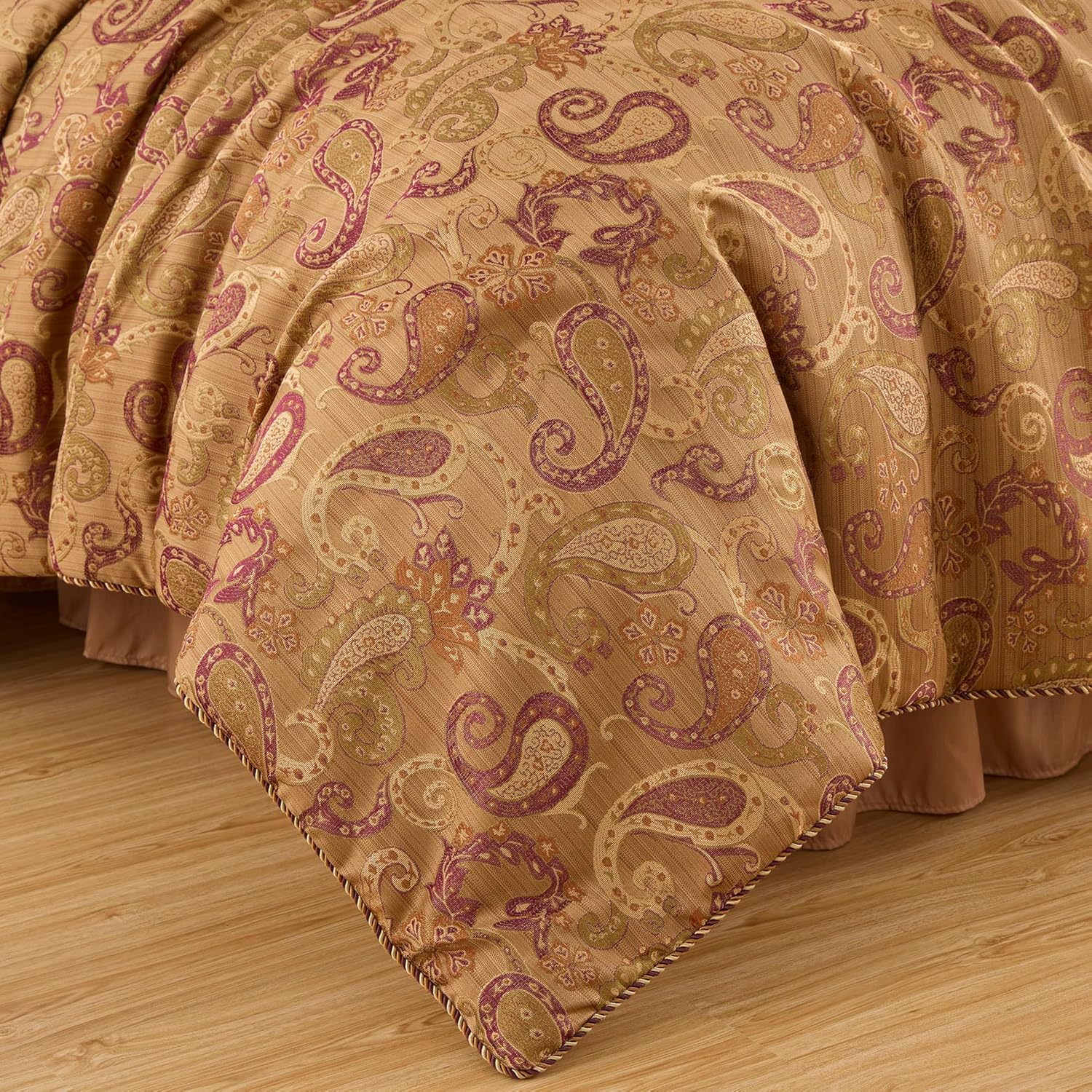 Chezmoi Collection Adelle 7-Piece Paisley Jacquard Embroidered Comforter Bedding Set, Queen Size