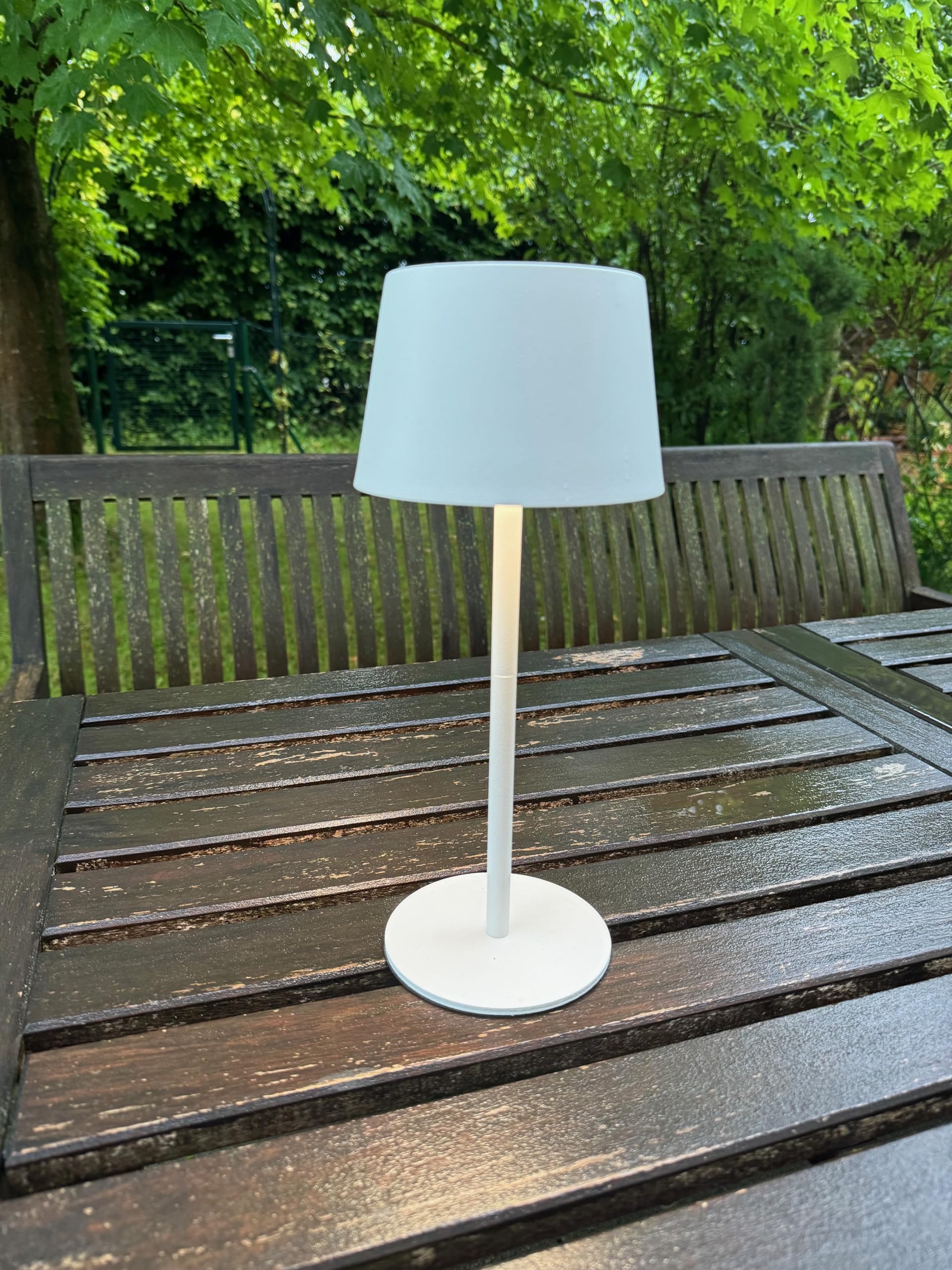 greenandco 2x lámpara solar de mesa LED, sin cable, recargable, regulable, control táctil, 3000-5000K, CRI 90, 2600mAh, apta para uso exterior, color: blanco
