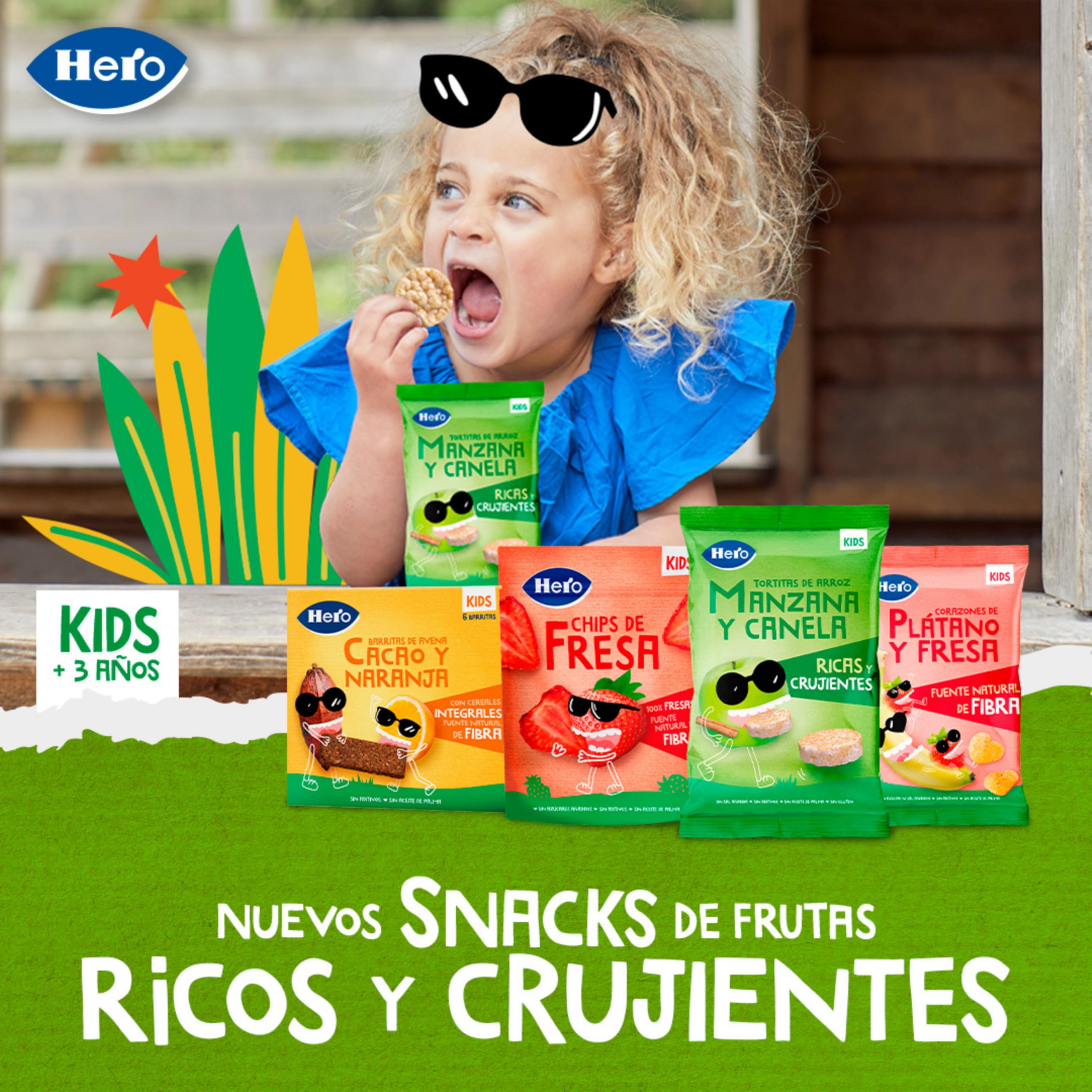Hero - Tortitas de Arroz, Manzana y Canela, Sin Sal Añadida, Sin Aditivos, Sin Aceite de Palma, Sin Gluten, Snack Infantil Apto para Niños Desde los 36 Meses - Pack de 6 x 40 g