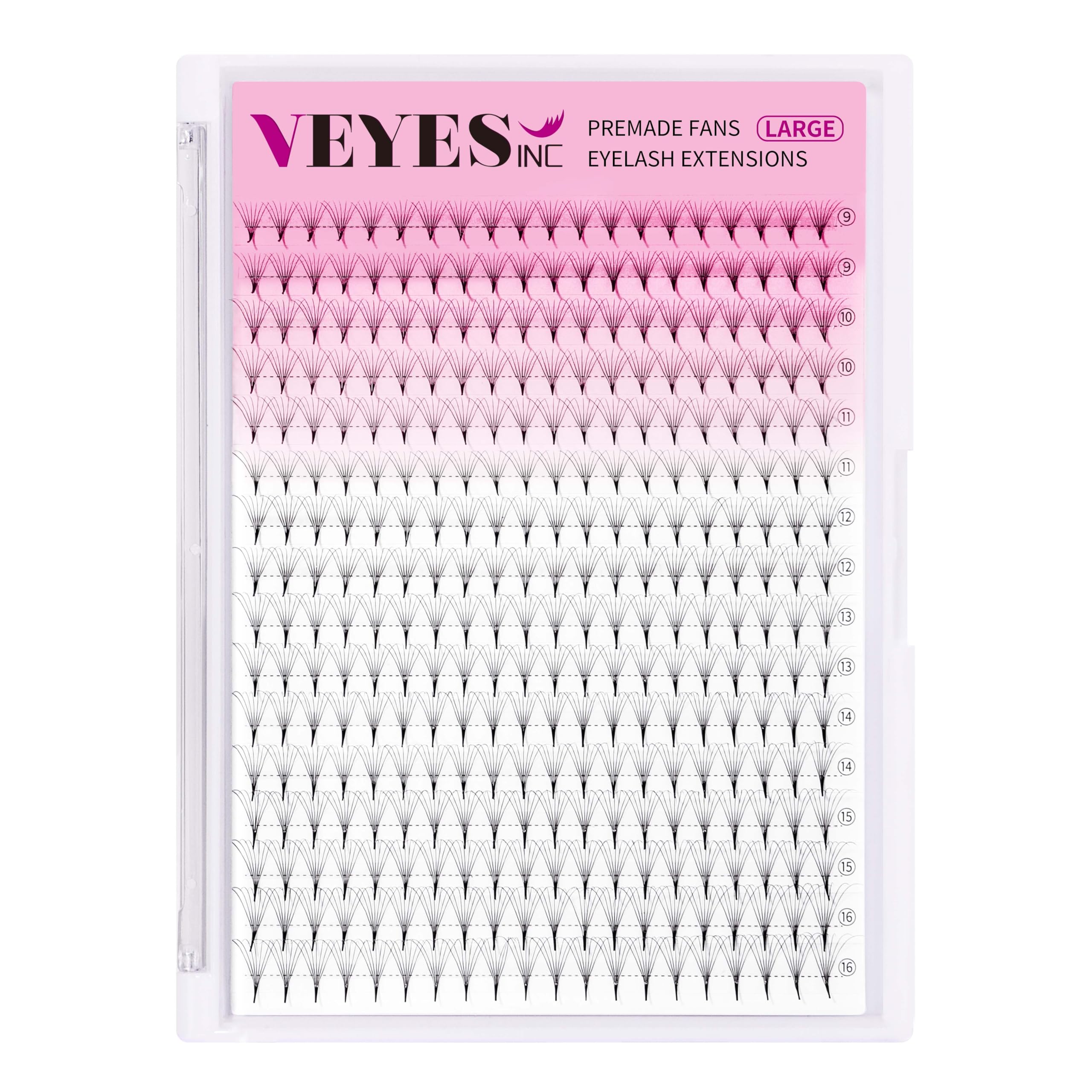 VEYES INC Premade Fans Eyelash Extensions 3D-24D C/D curl Natural & Volume Mixed Length Eyelash Tray, Professional Lash Supplies, Matte Black (7D 0.07