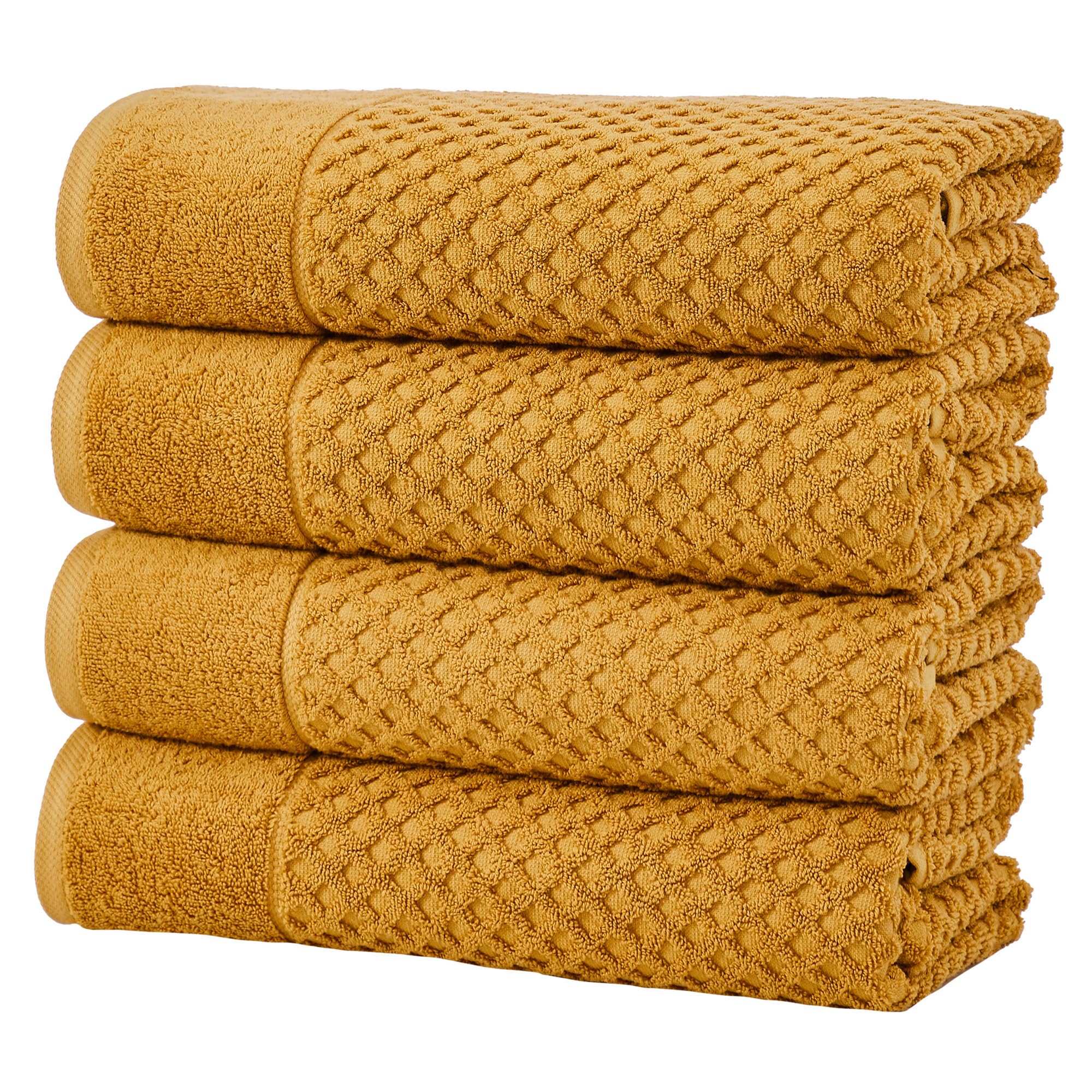 Great Bay Home Bath Towels - 100% Cotton 4 Pack 54x27 Bath Towel Set - Absorbent, Durable, Quick-Dry Towels for Bathroom (Marigold)