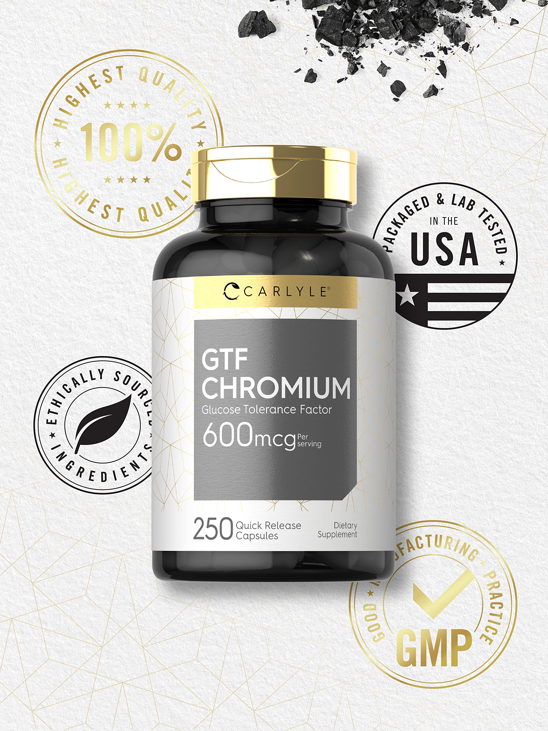Carlyle GTF Chromium Supplement | 600 mcg | 250 Capsules — Amazon image 6