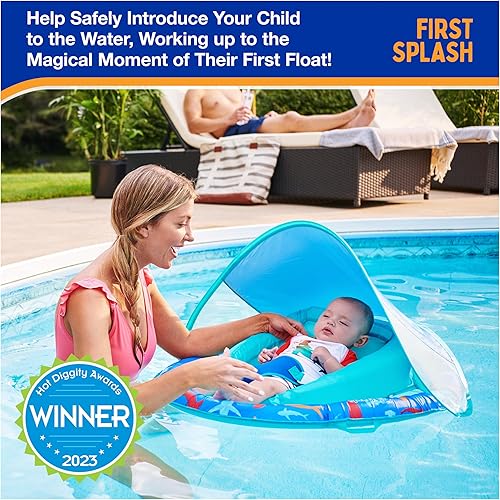 Miniatura 6 de Swimways Flotador de primavera para bebés, flotador de piscina para bebés con toldo y protección UPF y accesorios de piscina para niños de 3 a 9
