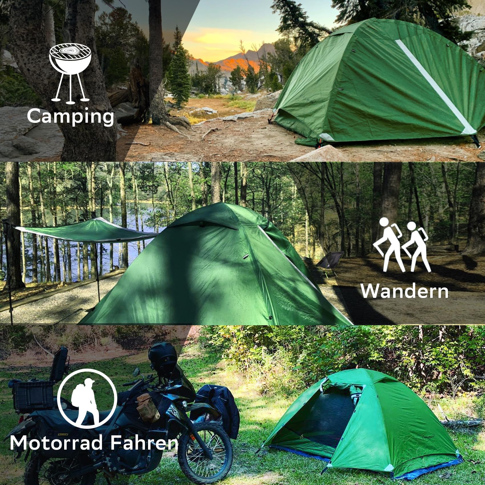 Clostnature Wasserdichtes 2/3/4 Personen Zelt für Camping, Outdoor Zelte | Ultraleichtes TrekkingZelt, Zwei Türen, 3-4 Jahreszeiten, Schneller Aufbau, Kompakt, Kleinem Packmaß für Wandern, Bikepacking