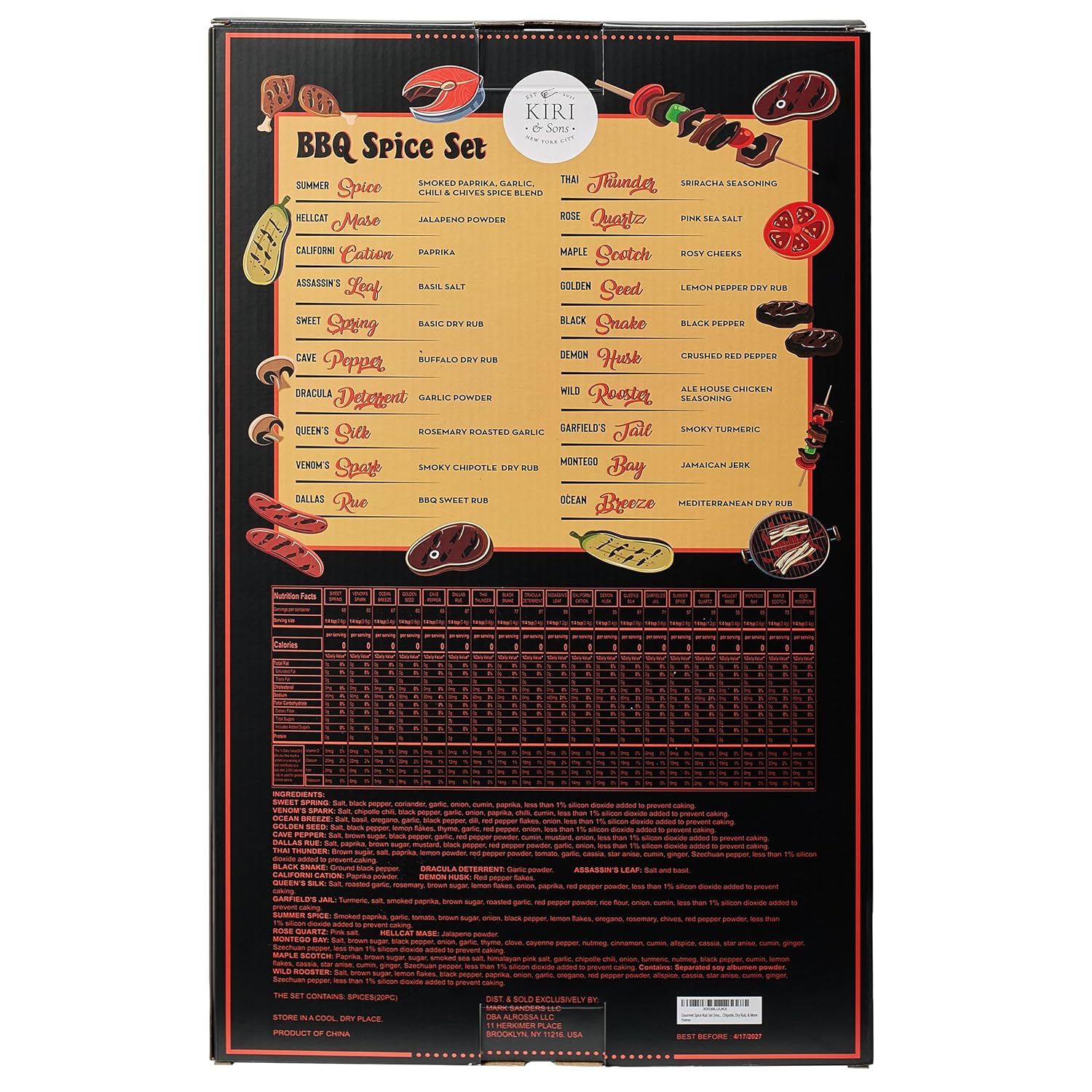 Large Gourmet Smokehouse BBQ Spice Rub Set Grilling Gift Set, 1.25oz Each- Spice Set & Seasonings - Father Gift Dad Gifts - Barbecue Cookout - Flavors Includes Smoky Chipotle, Dry Rub, Pack of 20