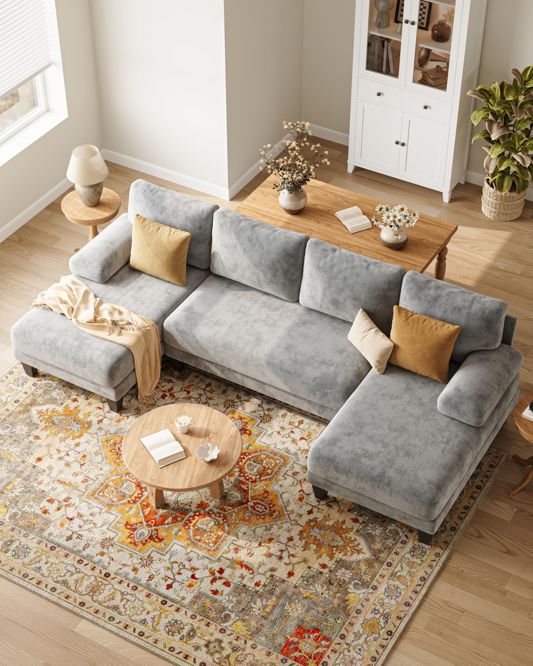 Best Sectional U Shaped Couch Picks for 2026 4 TROMIRY U-Shaped Sectional Couches for Living Room | 112 Inch Modern Sectional Couch | Light Grey Chenille Sofa with Dou — product photo