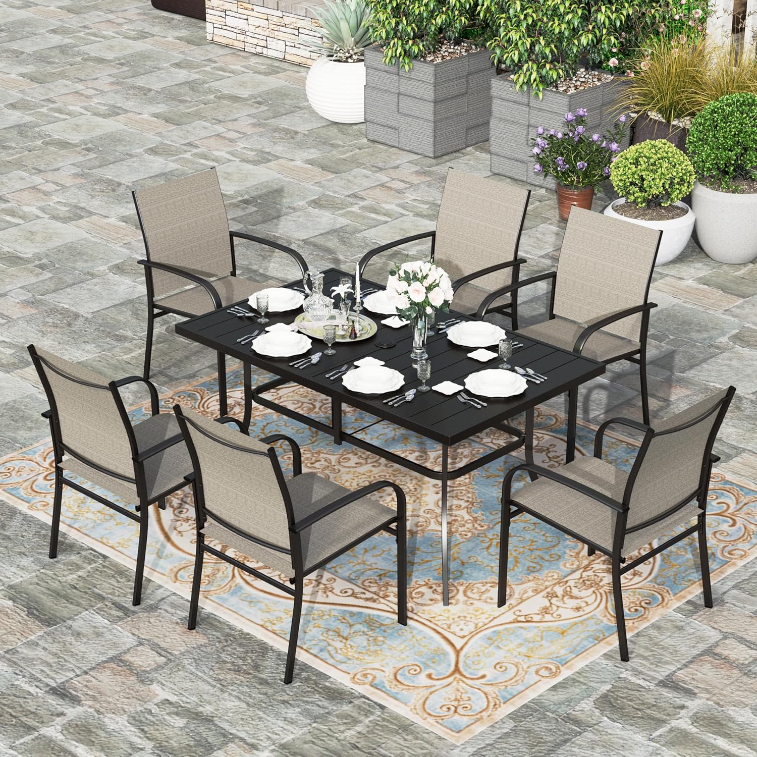 HERA'S HOUSE 7 PCS Patio Dining Set AllWeather Outdoor