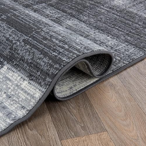 Miniatura 3 de Rugshop Alfombra suave de diseño envejecido contemporáneo, 5 x 7 pies, color gris