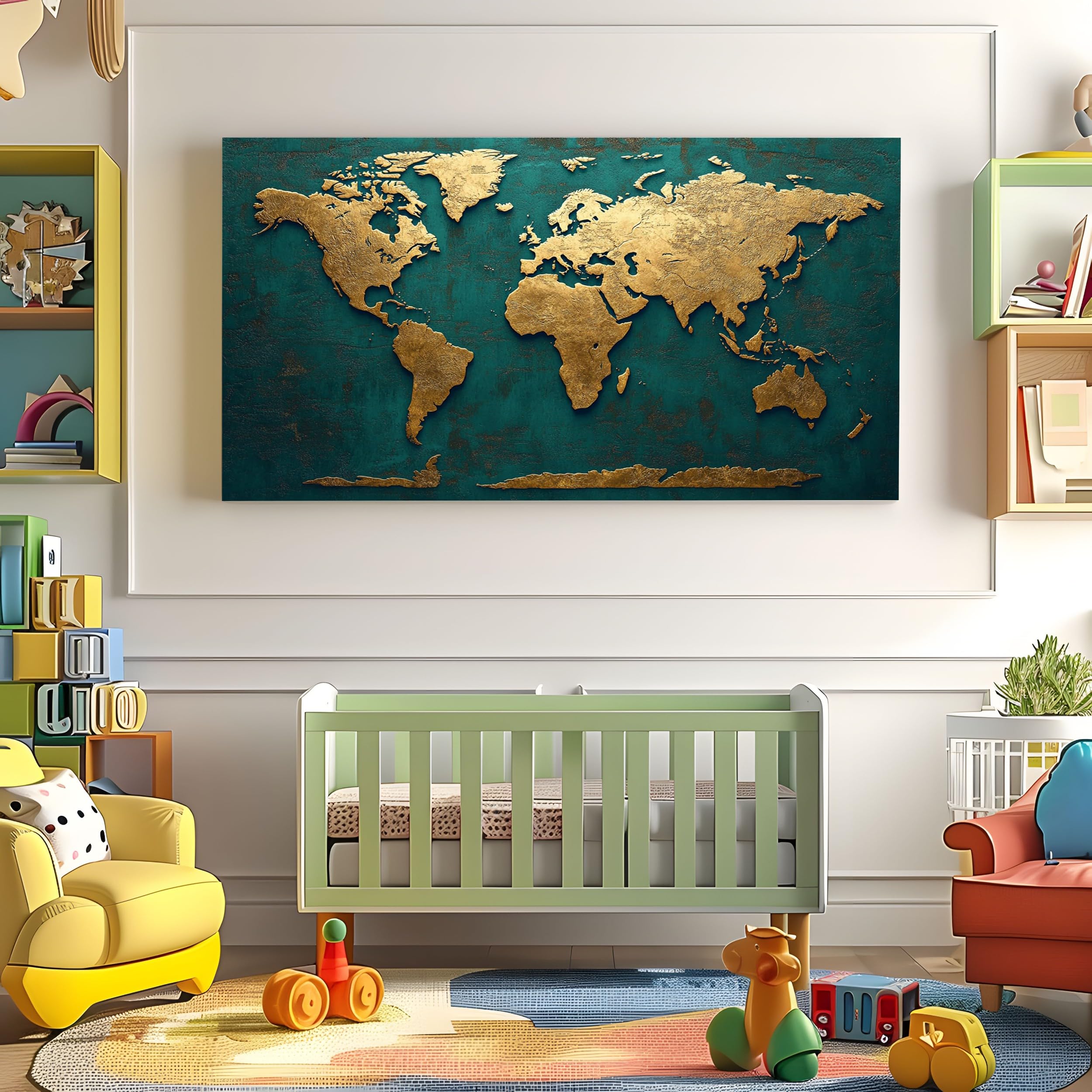 ZORYAN Quadri da Parete Moderni per Soggiorno Mappa Senza Cornice 80x160 cm
