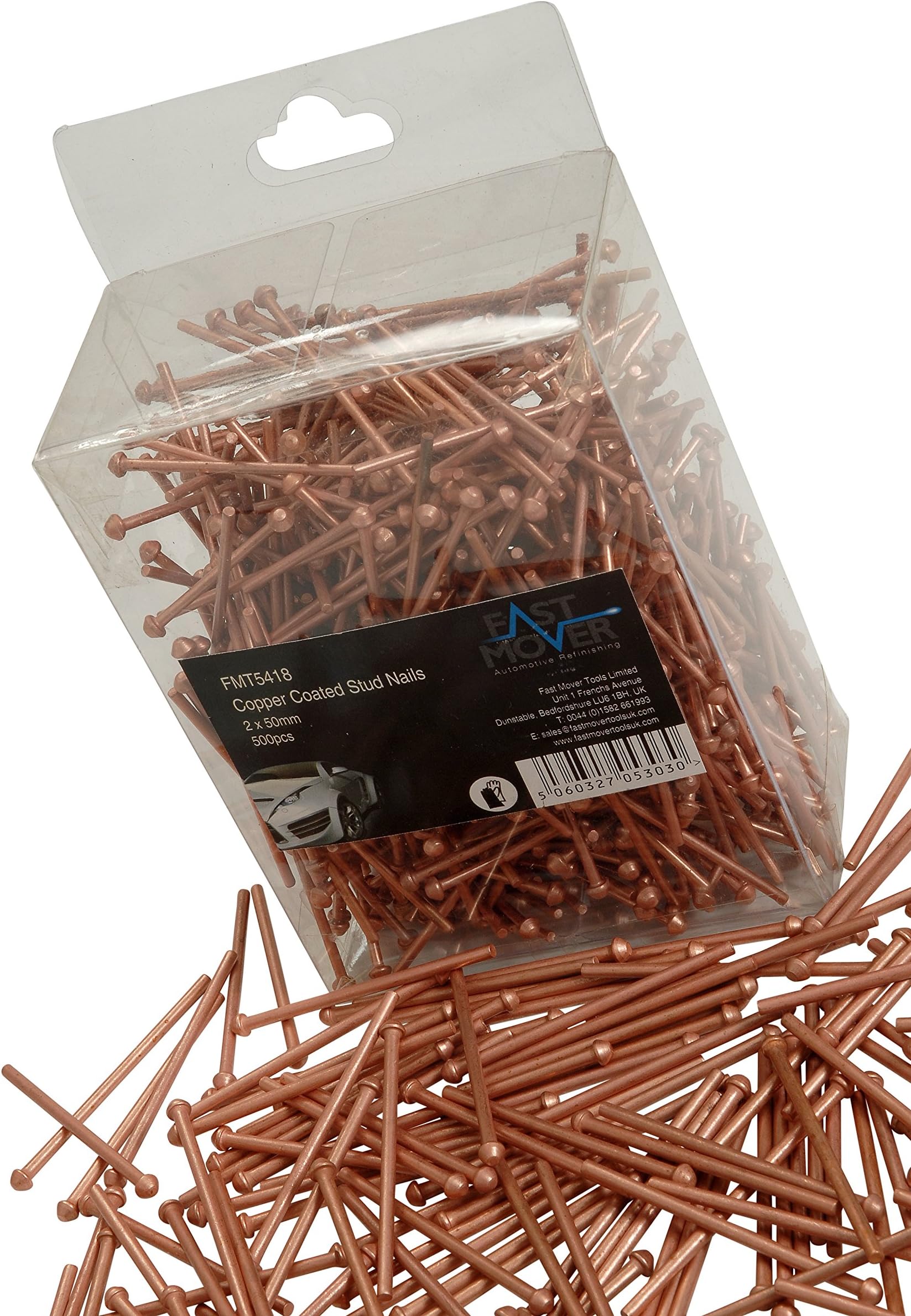 Fast Mover Tools FMT5418 Stud Welding Panel Pins, Copper, 2.0 mm x 50 mm, Set of 500