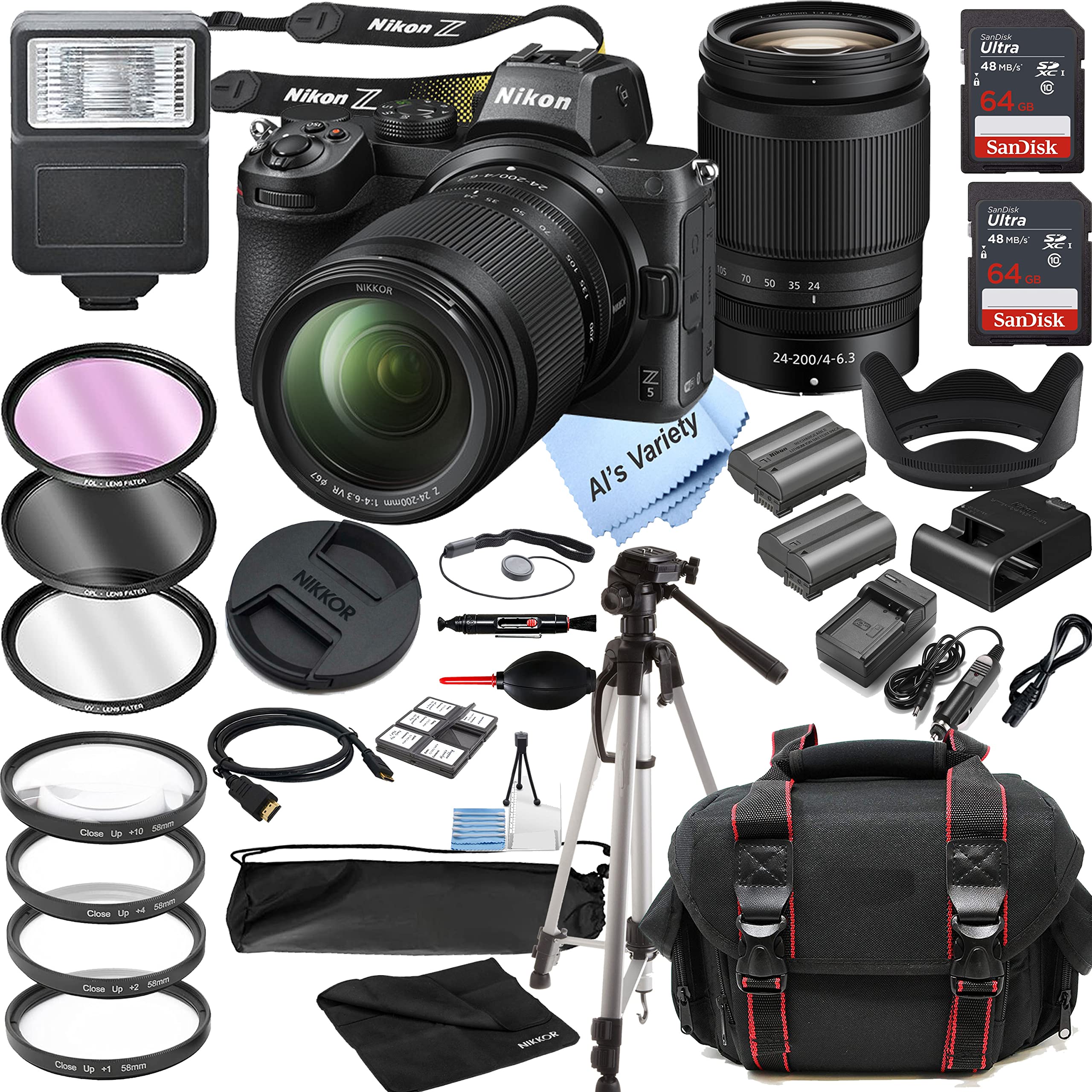 Nikon Z5 Mirrorless Digital Camera with 24-200mm VR Lens+ + 128GB Memory + Case + Tripod + Filters (