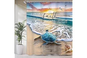 Beach Sea Turtle Ocean Shower Curtain Inspirational Quote