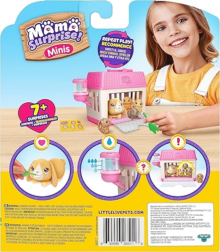 Miniatura 3 de Little Live Pets Paquete de juego de conejito bebé, colección de familia sorpresa de conejo mamá, regalos de Pascua desplegables interactivos