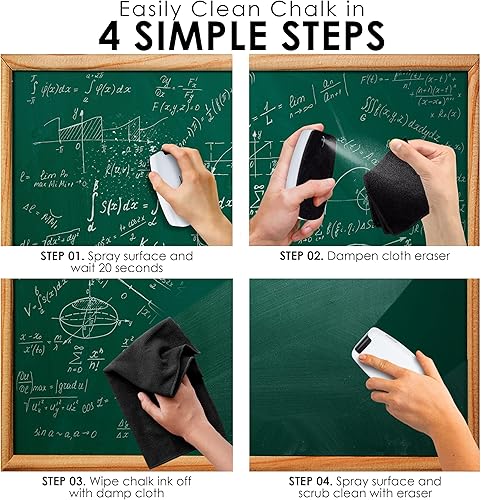 Miniatura 7 de Loddie Doddie Borrador magnético de borrado en seco 2 en 1, espray de limpieza de pizarra blanca y borrador magnético en seco, borrador ergonómico