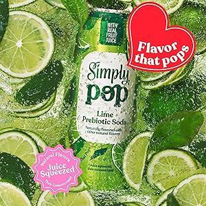 Simply POP Prebiotic Soda Lime Cans, 12 fl oz, 12 Pack