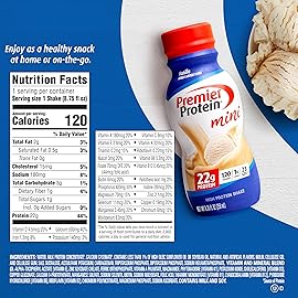 Premier Protein Shake MINIs, Vanilla, 22g Protein, 120 Calories, No Added Sugar, 8.75 fl oz, 12 Pack (Packaging May Vary)