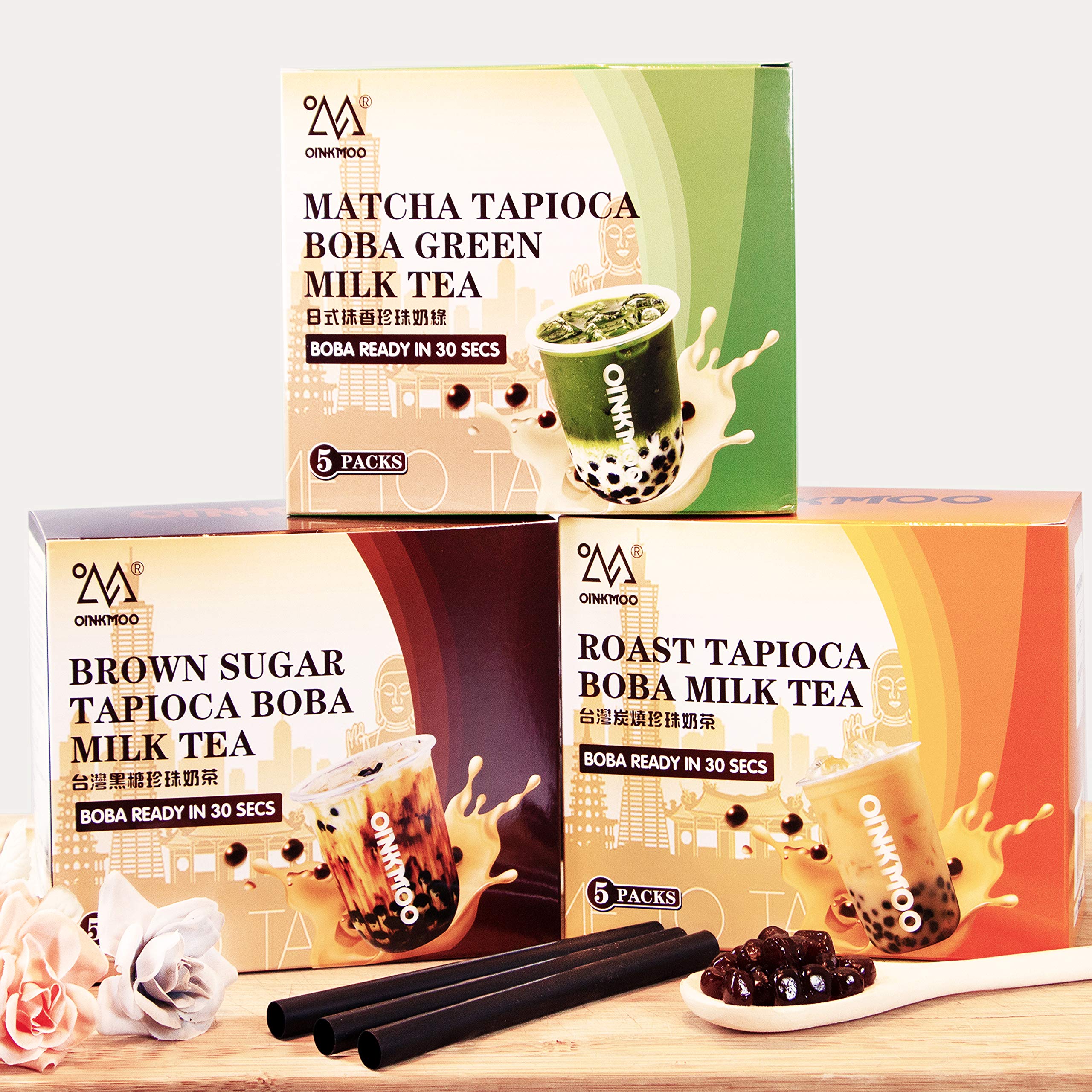 Oinkmoo Brown Sugar Tapioca Boba Milk Tea 5 Pack Authentic Taiwanese