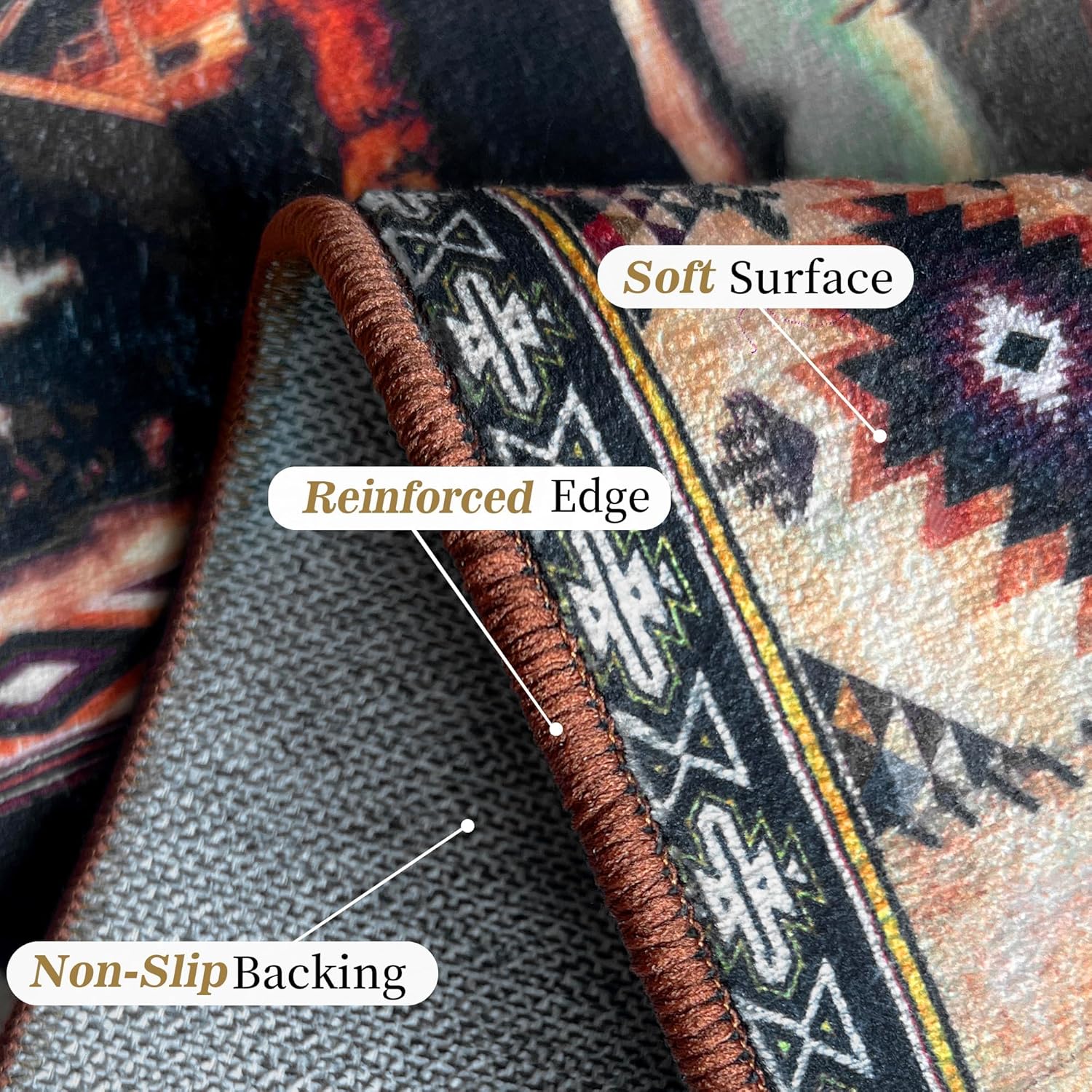 Vintage Moose Bear Cabin Rugs for Living Room 5'x7', Non-Slip Machine Washable Farmhouse Rustic Lodge Area Rug Carpet for Bedroom Indoor Dining Floor Carpet, Brown Rustic Living Room Decor - Image 6