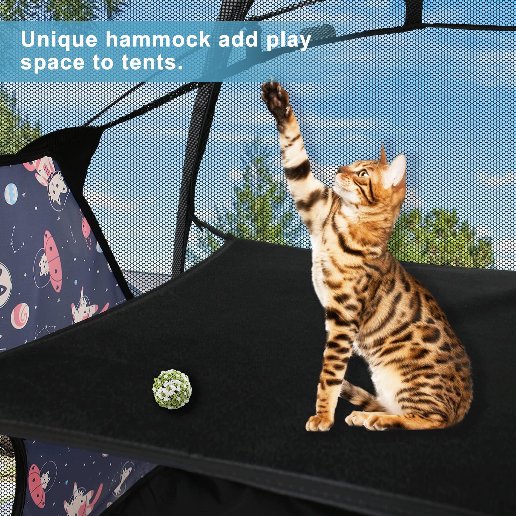 Explore Land Pet Tent - Mesh Cat Play Tent Portable Mesh Play House Enclosure for Cat Rabbit Puppy and Small Animals in Deck Yard Balcony Patio Camping Travel (Only Tent - Space Traveling)