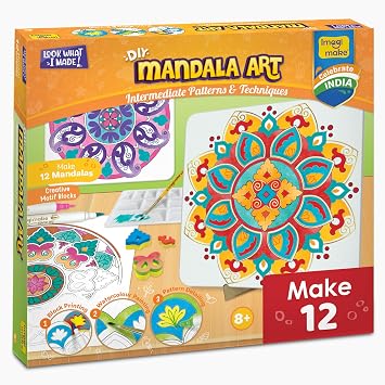 Imagimake Mandala Art Kit, 12 Creative Activities for Kids Ages 8+ | DIY Painting Kit, Creativity & Mindfulness Screen-Free Art Activity, Gift for Girls Ages 8,9,10,11,12,13,14,15,16 Years Old