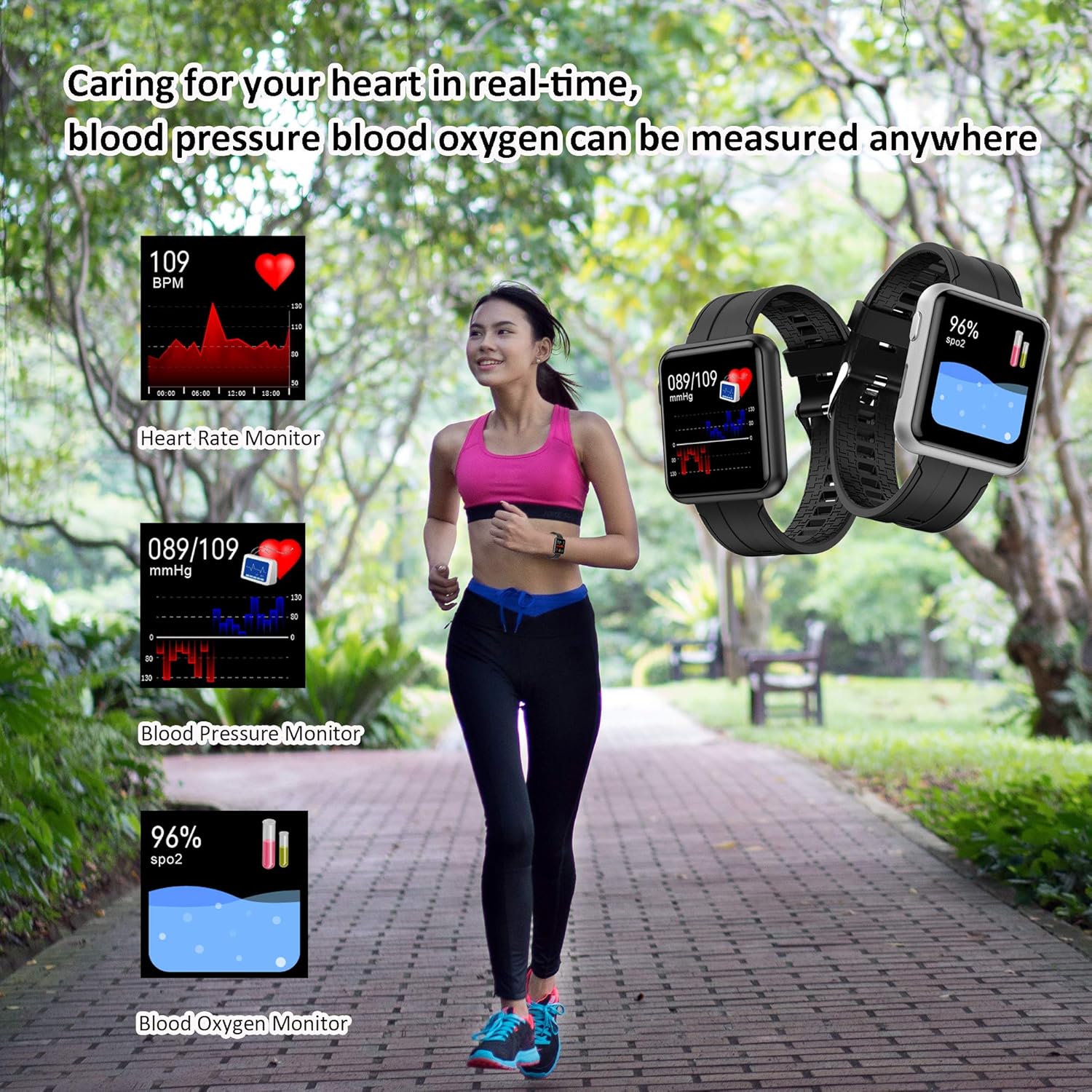 Review Product Smart Watch, Hongmed Fitness Watch with Music Storage and MP3 player for Android Phones and iPhone Compatible, IP67 Waterproof Activity Tracker with heart rate Monitor for Men Women