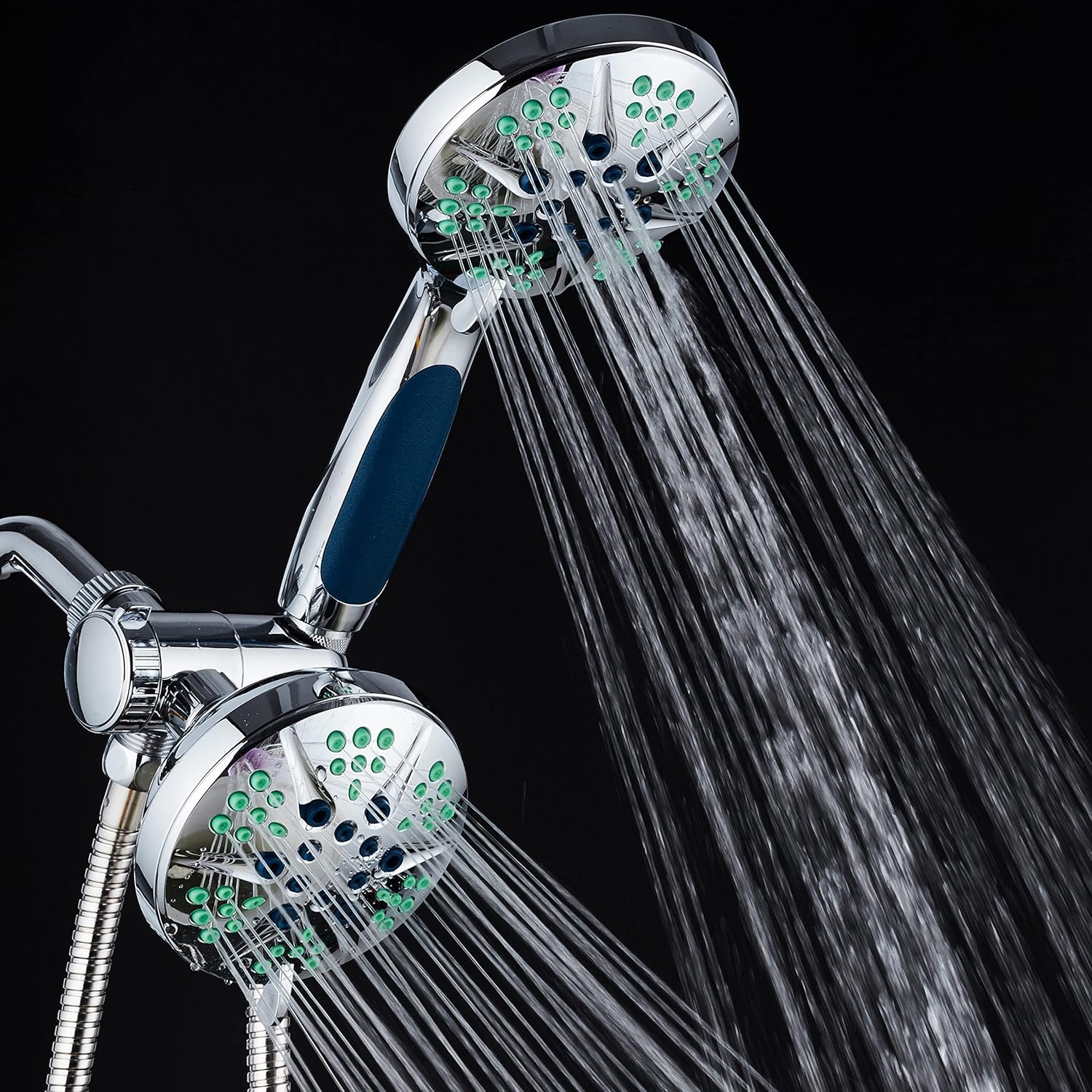HOTEL SPA – Anti-Clog Shower Heads with Handheld Spray-High Pressure Shower Head - 4.3 Inch Showerhead, 4.3 Inch Handheld Shower Head - 3-in-1, 48-Setting Shower Heads 5 Foot Shower Hose (Chrome)