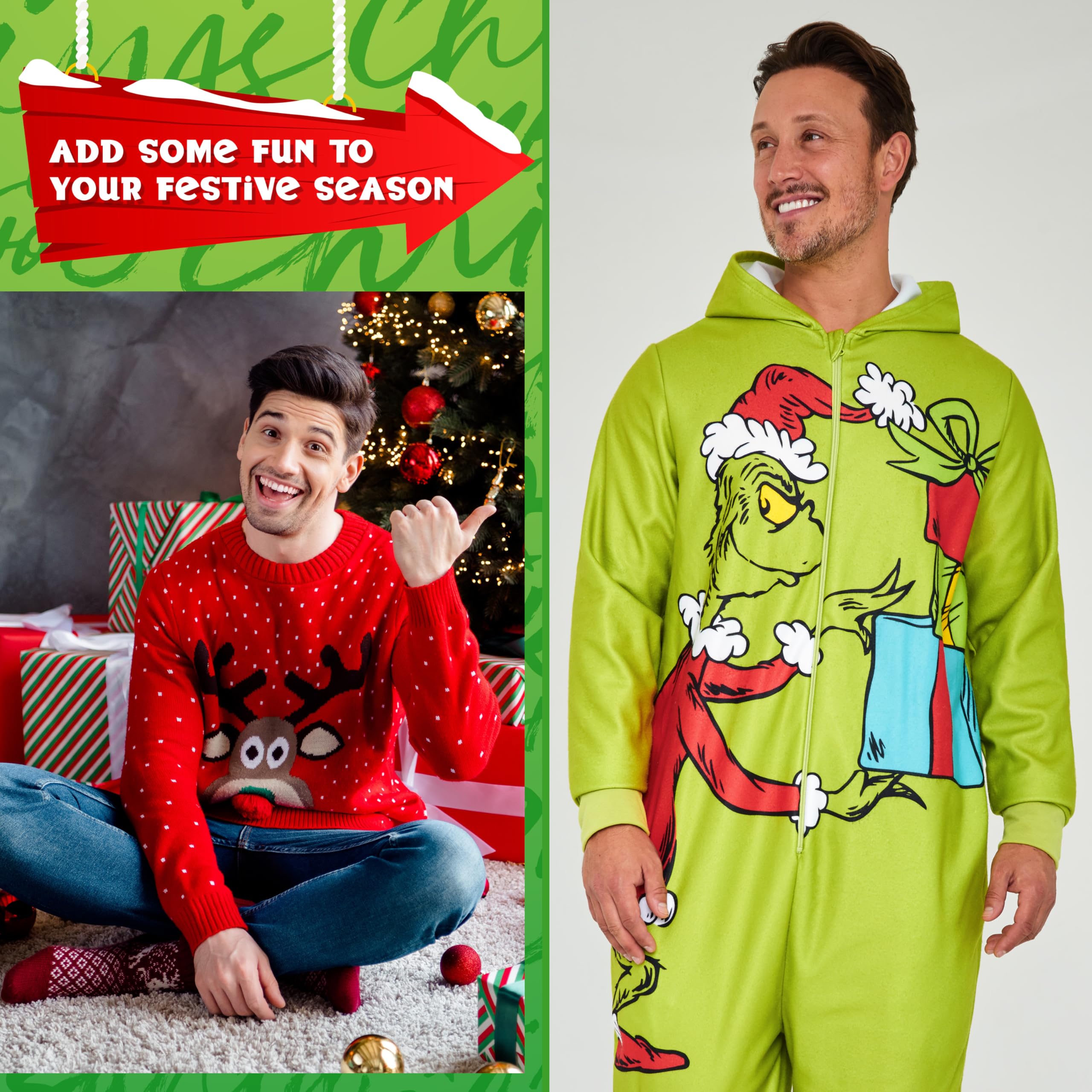 The Grinch Męski polarowy kombinezon z kapturem