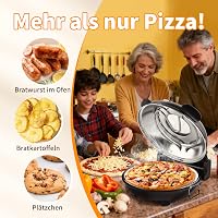 YIBAKE Elektromos Pizzasütő 1200W, 4 Perces Pizzakészítés, 31cm Tűzálló Kő, 420°C, 5 Fokozat 3
